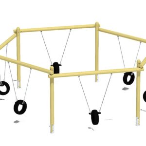 six-bay swing with tyre seats